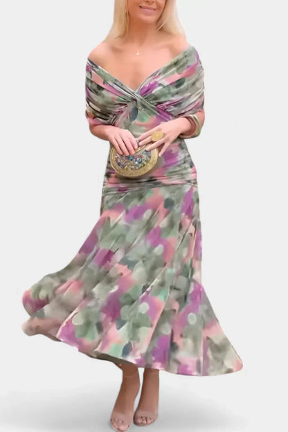 Alondra - Vestido largo con estampado floral de fantasía y escote en V