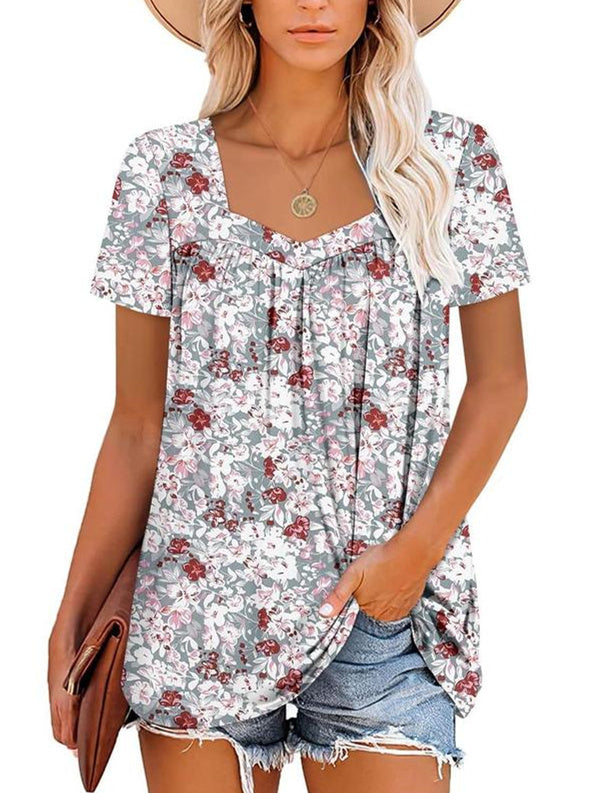 VICKY | TOP CON MANGAS CORTAS Y ESTAMPADO