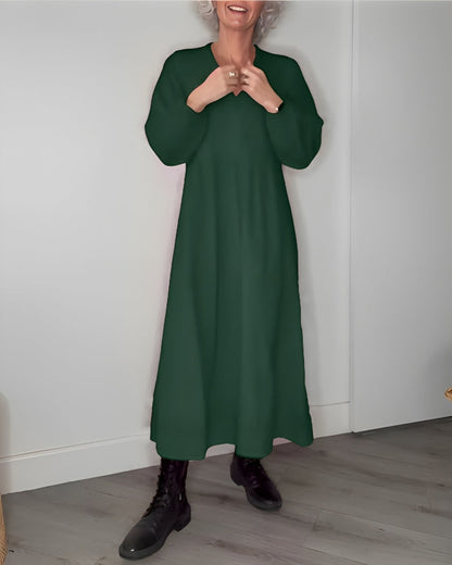 AMANDA – VESTIDO MAXI DE MANGA LARGA Y ESCOTE EN V ELEGANTE