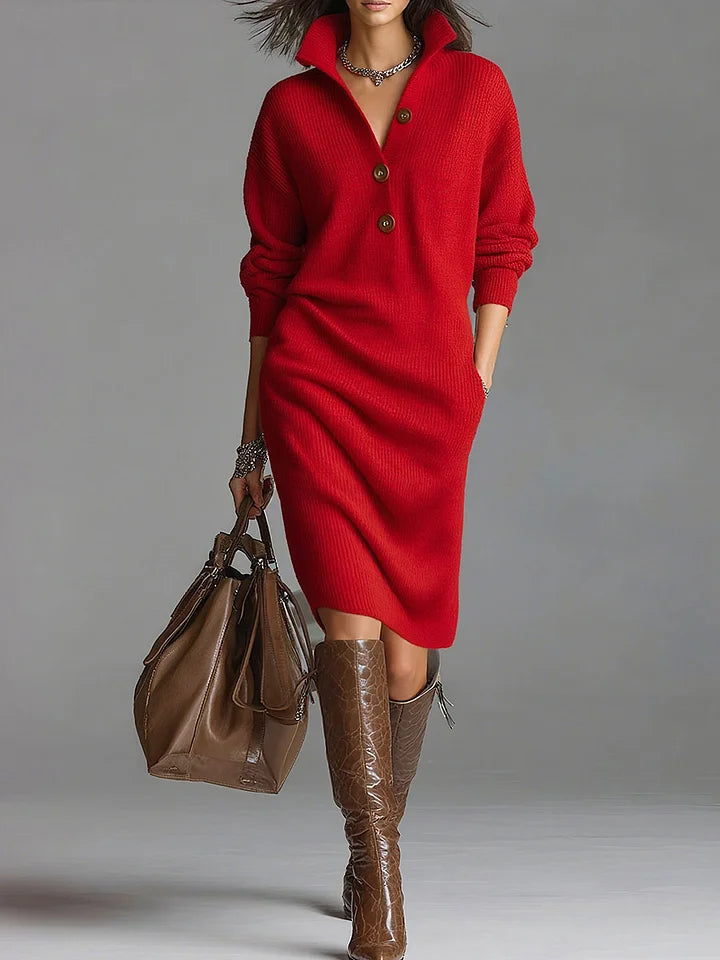 AVA – VESTIDO DE PUNTO CLÁSICO CON BOTONES