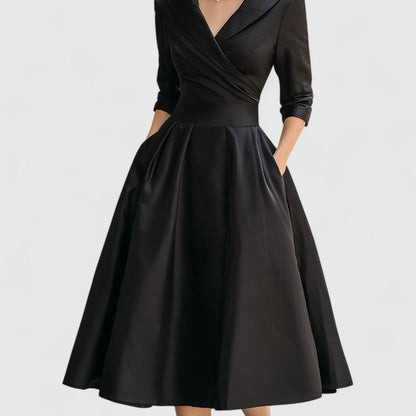 CHARLOTTE – VESTIDO MIDI A-LINE CON ESCOTE EN V ELEGANTE