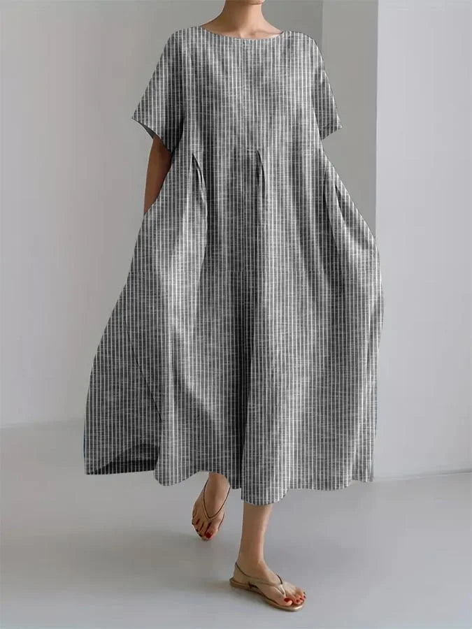 Daphne - Vestido Suelto de Rayas de Inspiración Vintage