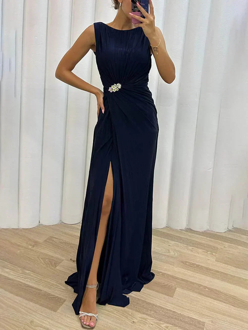 Lydia - Vestido de Noche Largo con Pliegues