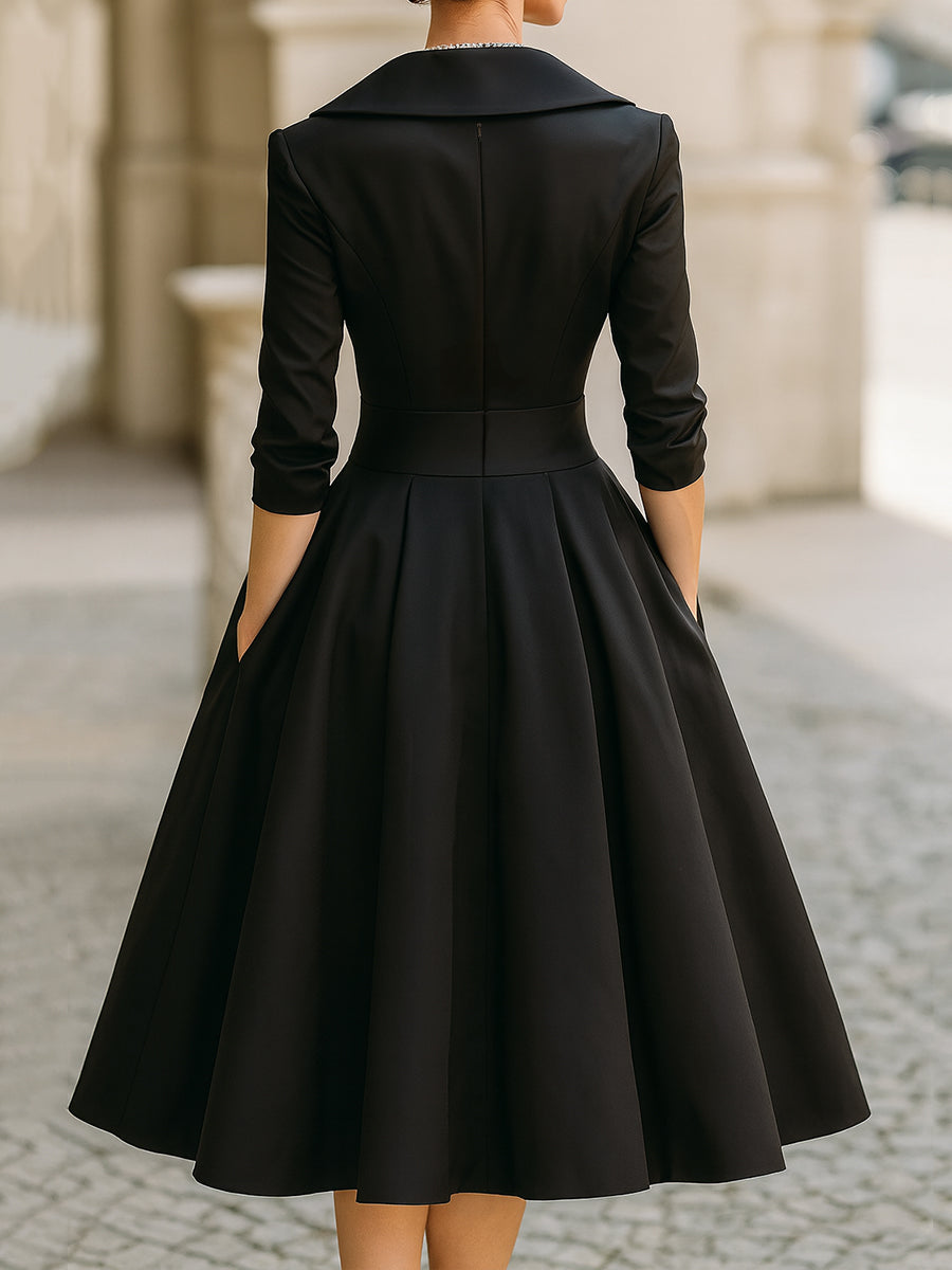 VERENA – ELEGANTE VESTIDO DE SWING VINTAGE NEGRO