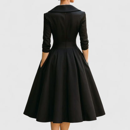 CHARLOTTE – VESTIDO MIDI A-LINE CON ESCOTE EN V ELEGANTE