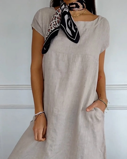 Juniper - Vestido de Algodón y Lino a la Moda con Bolsillos