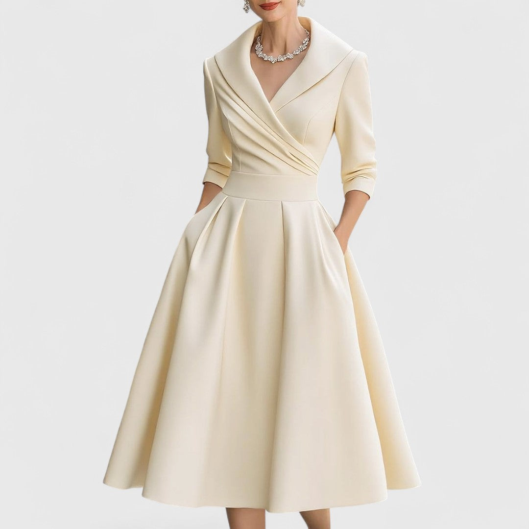 CHARLOTTE – VESTIDO MIDI A-LINE CON ESCOTE EN V ELEGANTE
