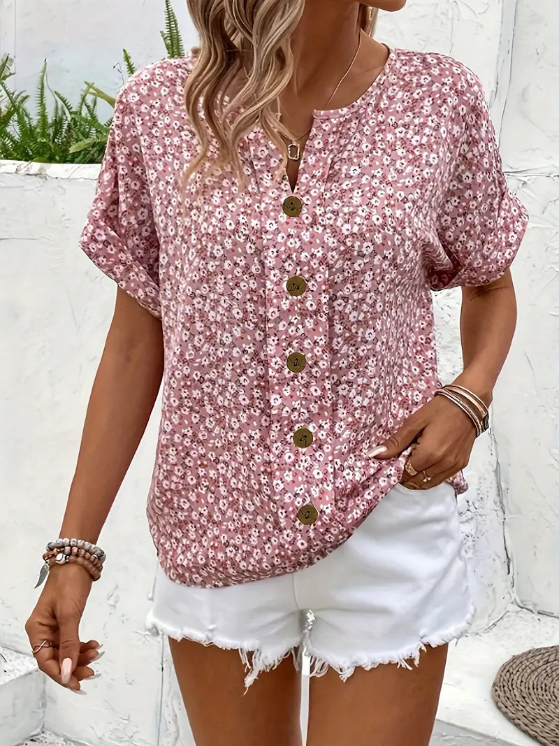 Cindy™ | Blusa de Cuello Notched con Estampado Floral