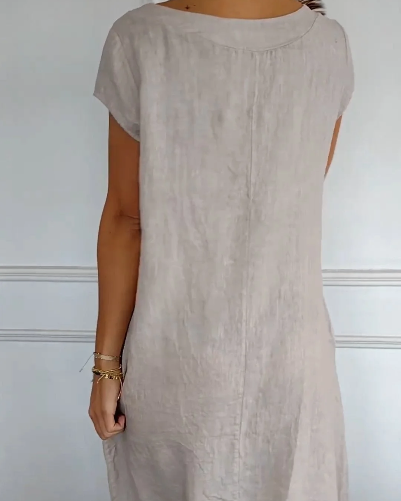 Juniper - Vestido de Algodón y Lino a la Moda con Bolsillos
