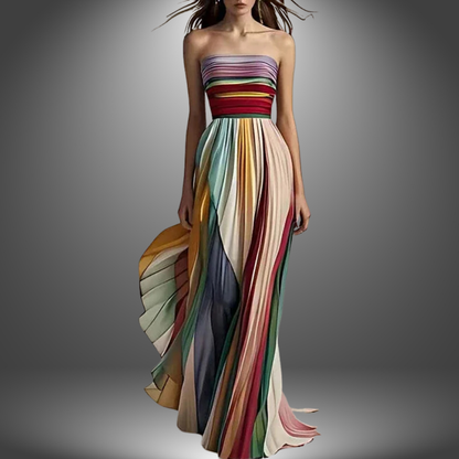 Dylan - Vestido Maxi de Tirantes Tubo con Rayas Coloridas