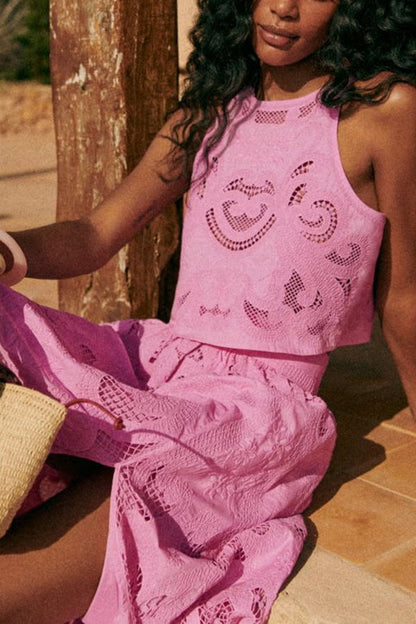 Conjunto de Encaje Rosa Moise