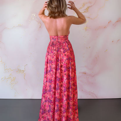 Vania – Elegante vestido maxi floral con espalda descubierta