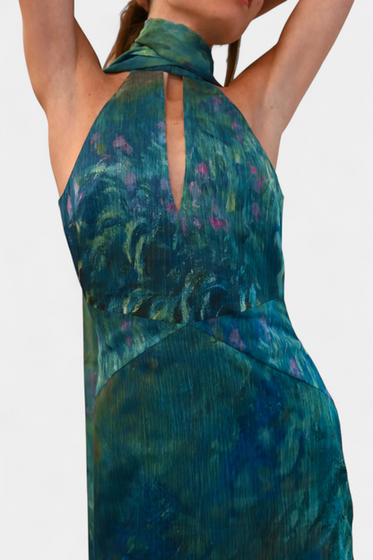 Moana Vestido en Chiffon con Estampado Inspirado en Monet