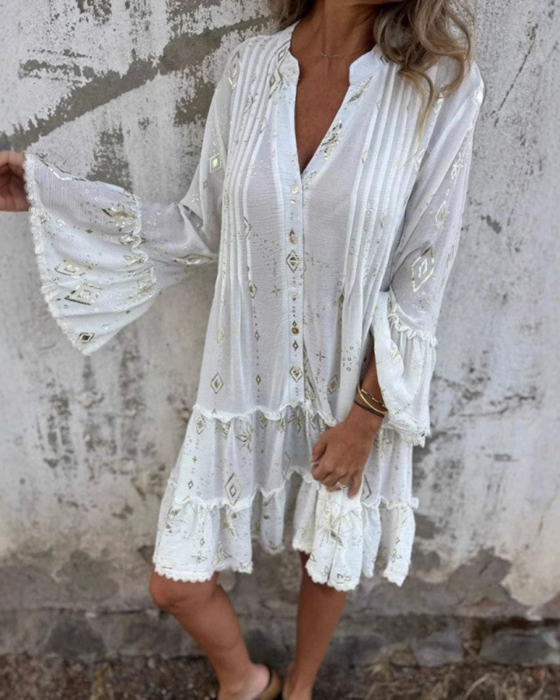Teagan - Vestido Boho de Corte Suelto con Escote en V para Mujeres