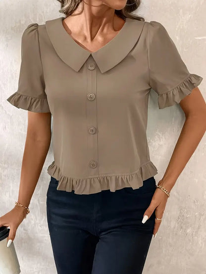 Foteini - Elegante Blusa de Manga Corta