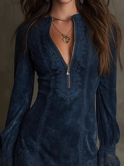 Mirunea | Vestido Corto con Encaje Artístico