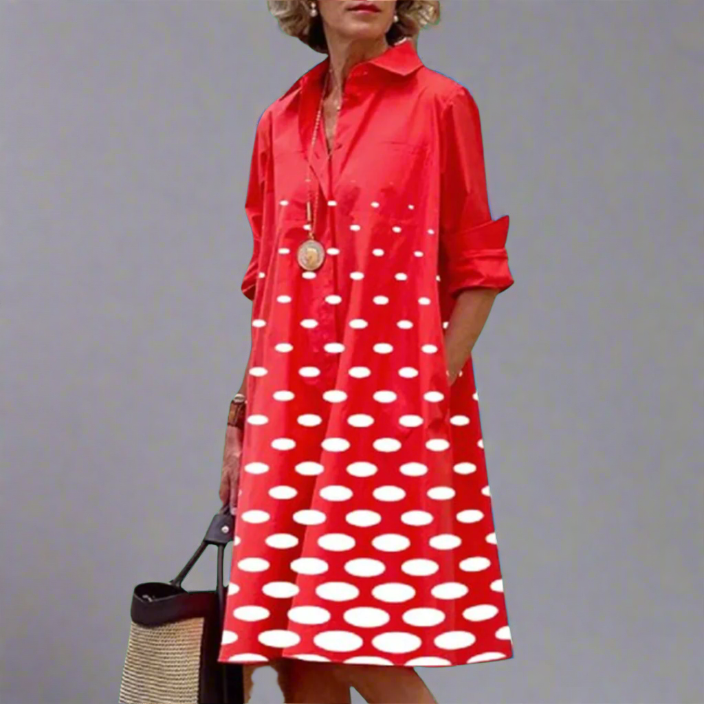 Zosia - Vestido de manga larga retro con bolsillo para mujer