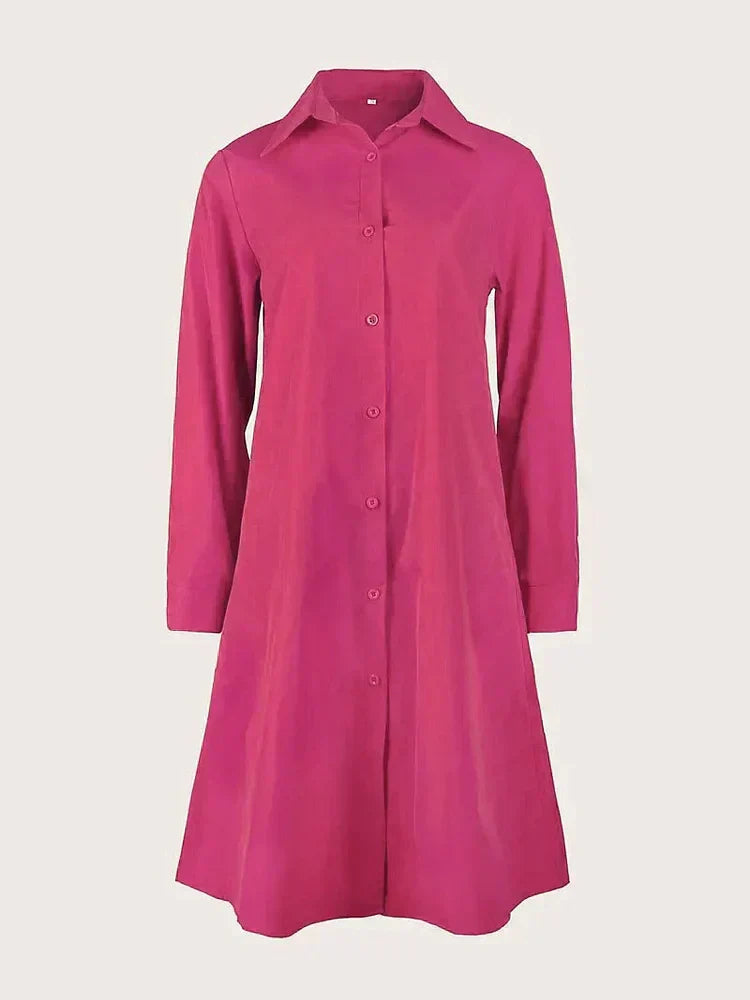 Vireya - Vestido Midi con Cuello de Camisa y Bolsillo