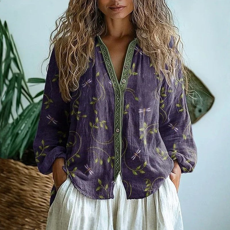 Bonnie™ - BLUSA ESTAMPADA VINTAGE CON DISEÑO FLORAL