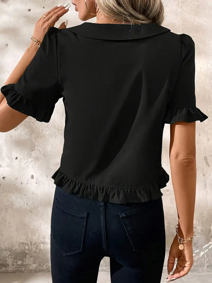 Foteini - Blusa Elegante de Manga Corta