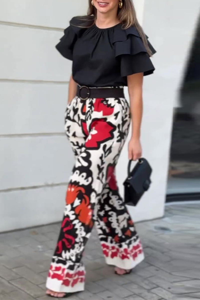 RILYNN – CONJUNTO DE DOS PIEZAS CON ESTAMPADO FLORAL Y VOLANTES