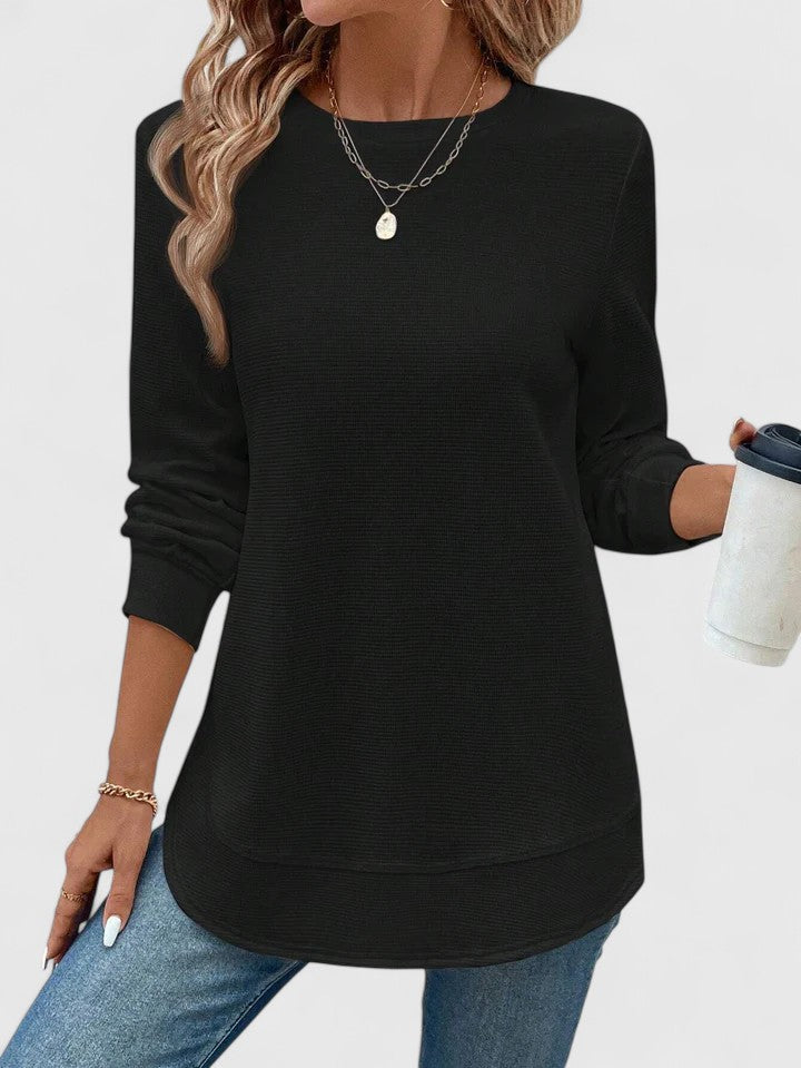 Nadyalyn | Elegante Manga Larga Cuello Redondo
