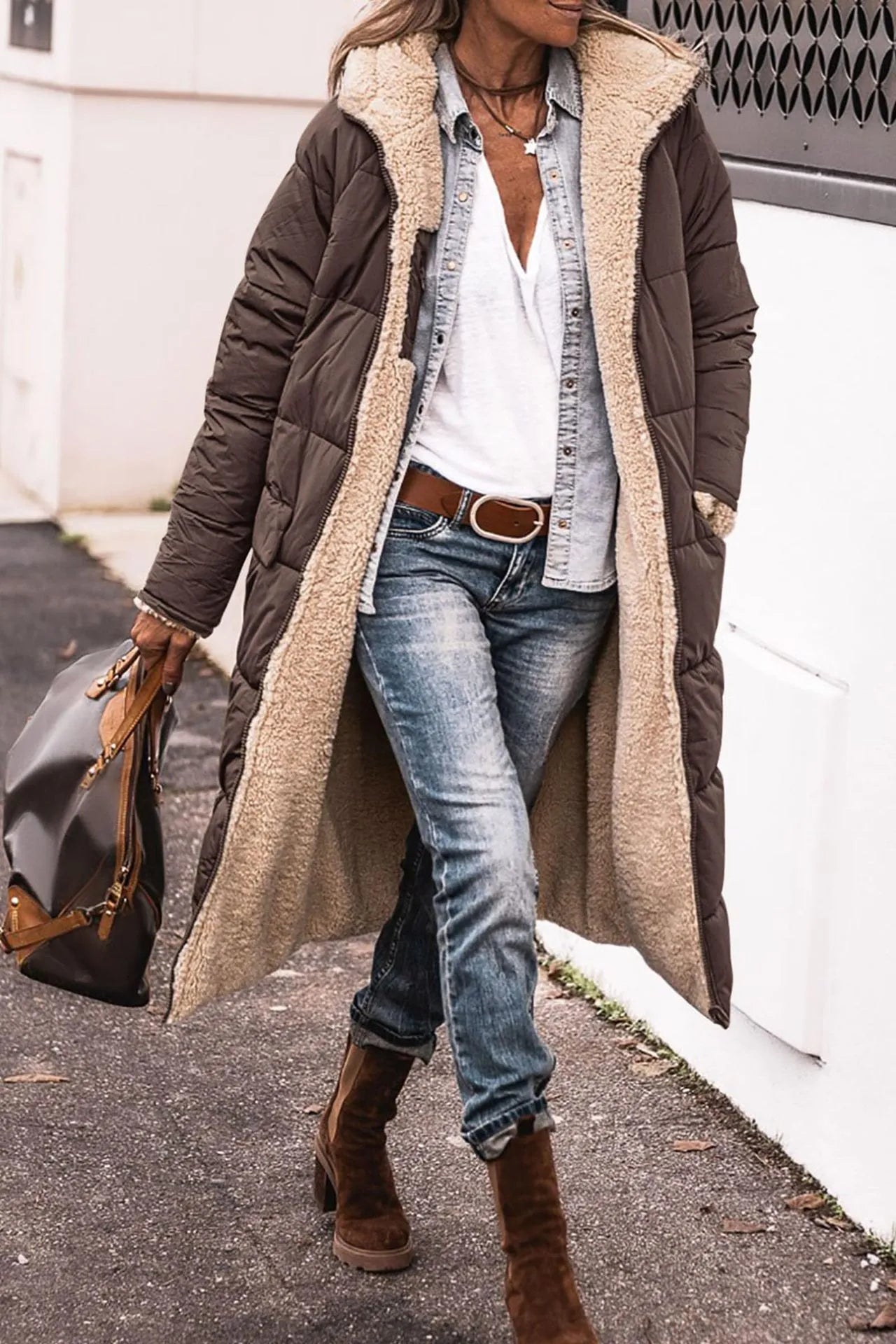 Johna – Abrigo Reversible de Sherpa Luxe
