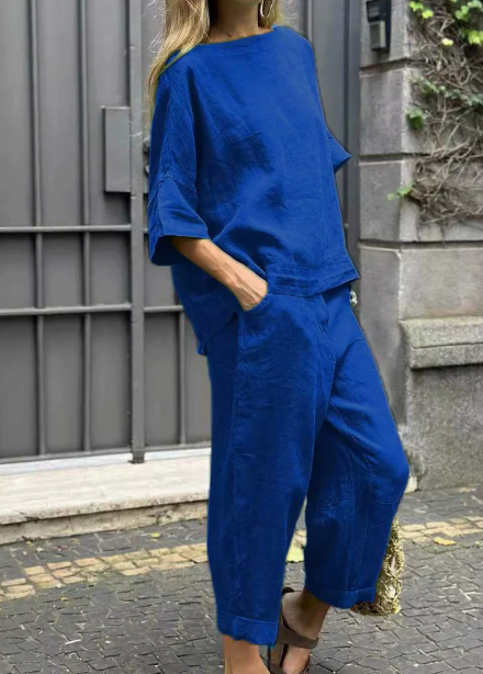 EMMA – CONJUNTO DE DOS PIEZAS DE ALGODÓN-LINO CASUAL