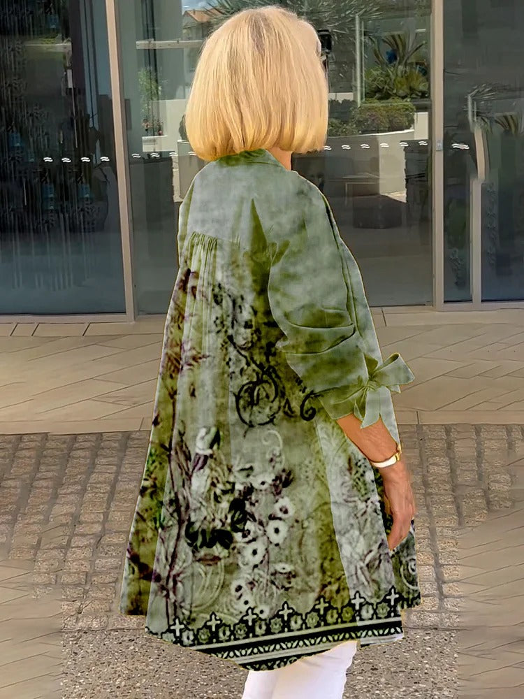 Florabel - Chaqueta de Algodón Impresa con Mangas de Lazo
