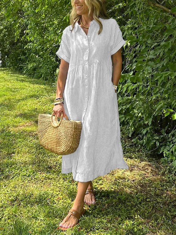 CLAIRE – VESTIDO CAMISERO A RAYAS SIN ESFUERZO