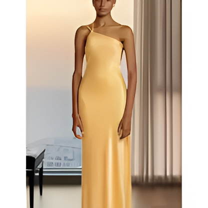 Vestido de Cuello Diagonal Sin Mangas y Espalda Descubierta para Niñas