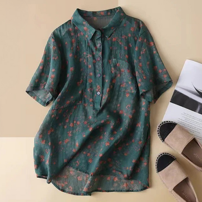 Maribel – Camisa Floral de Media Tapeta