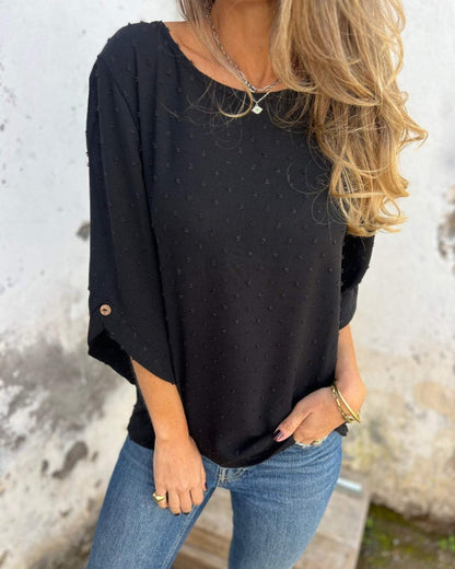 VARENA - Blusa de Jacquard de Chiffon Chic