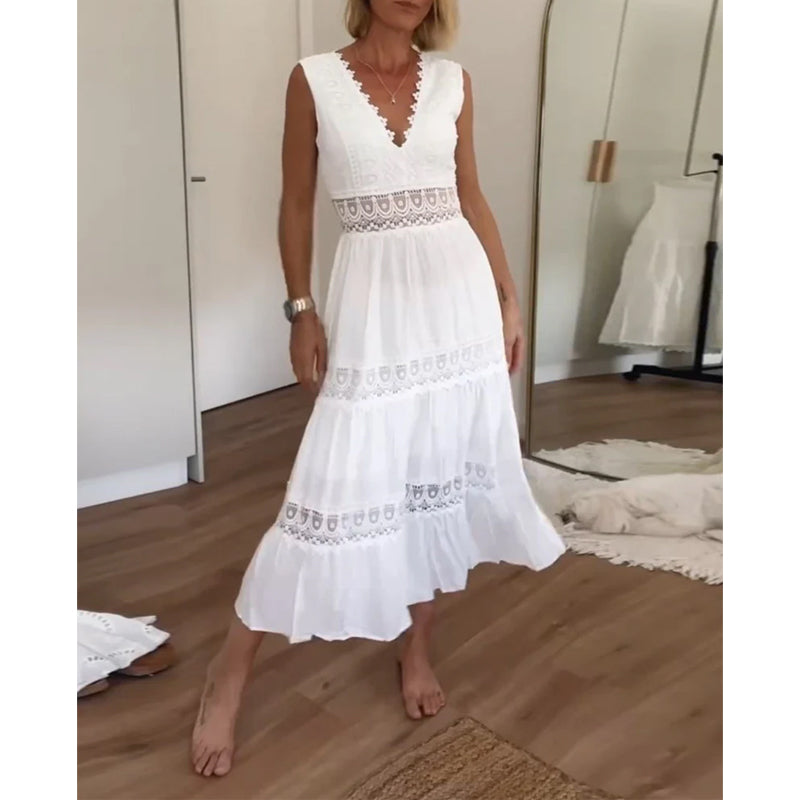 Mirna - Vestido de tirantes de encaje con escote en V