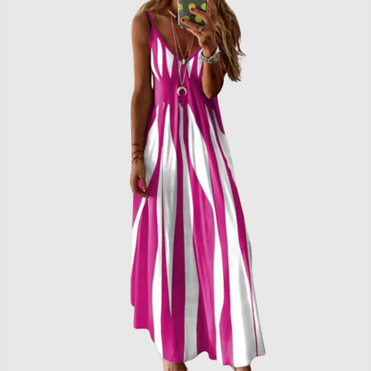 Ariella - Vestido Maxi Sin Mangas a Rayas Chic