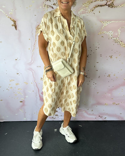 ELEANORA – VESTIDO CAMISERO IMPRESO CON SOLAPA SUELTA