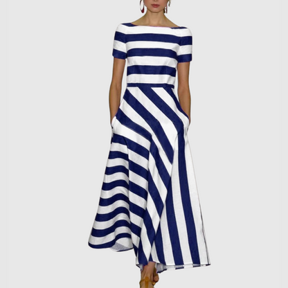 Madeline - Vestido Maxi Rayado Off-Shoulder Vonda