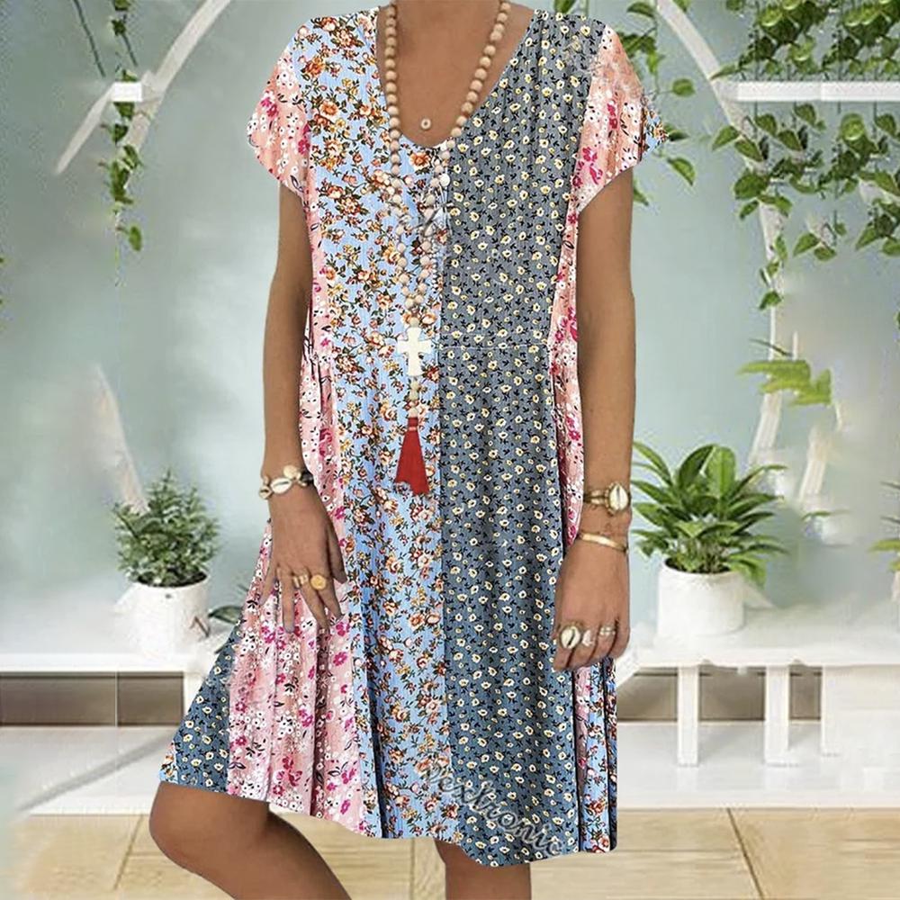 Noa | Vestido de Verano Boho con Estampado Floral y Corte A