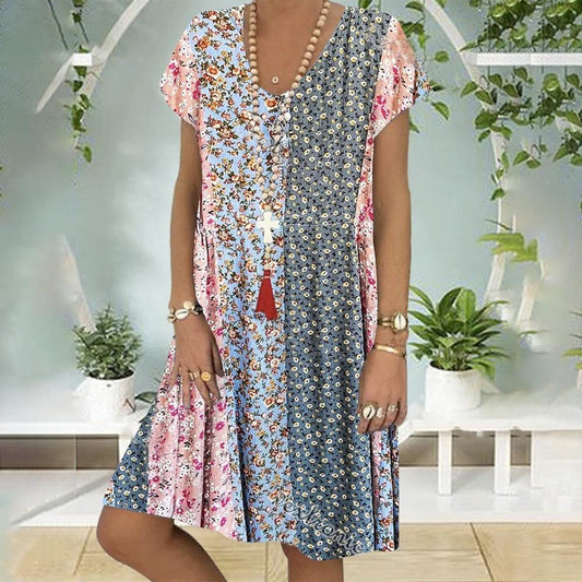Noa | Vestido de Verano Boho con Estampado Floral y Corte A
