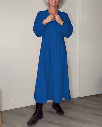 AMANDA – VESTIDO MAXI DE MANGA LARGA Y ESCOTE EN V ELEGANTE