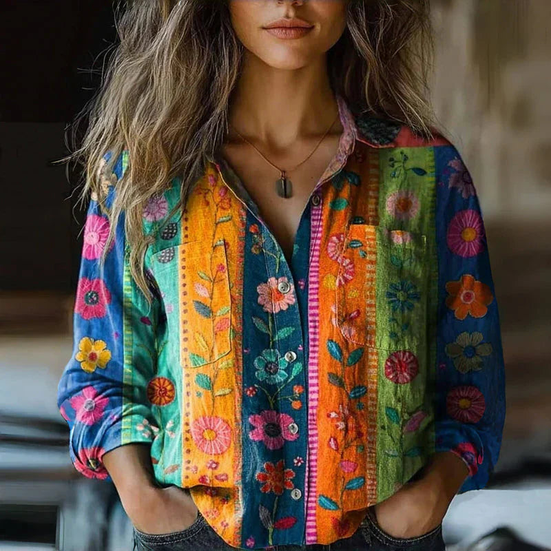 MONICA™ - BLUSA DE PRIMAVERA IMPRESA VINTAGE