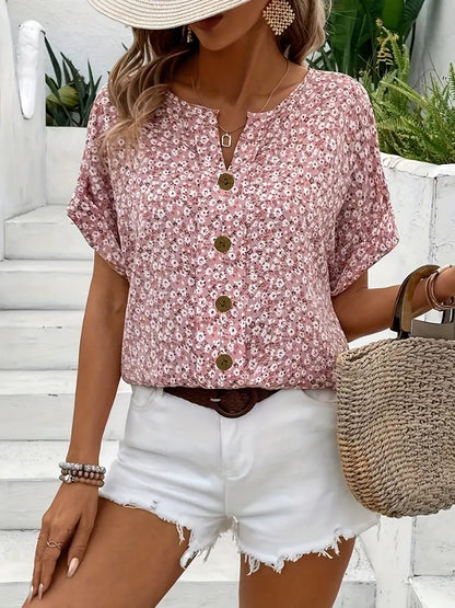 Cindy™ | Blusa de Cuello Notched con Estampado Floral