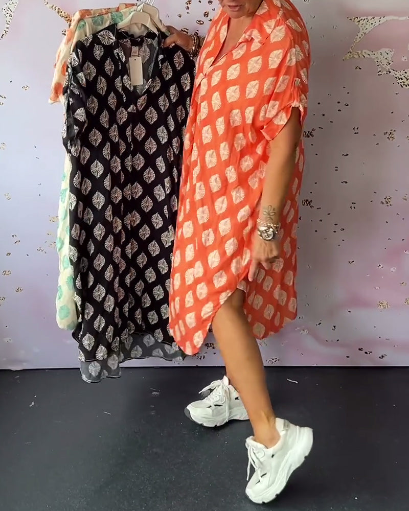 ELEANORA – VESTIDO CAMISERO IMPRESO CON SOLAPA SUELTA