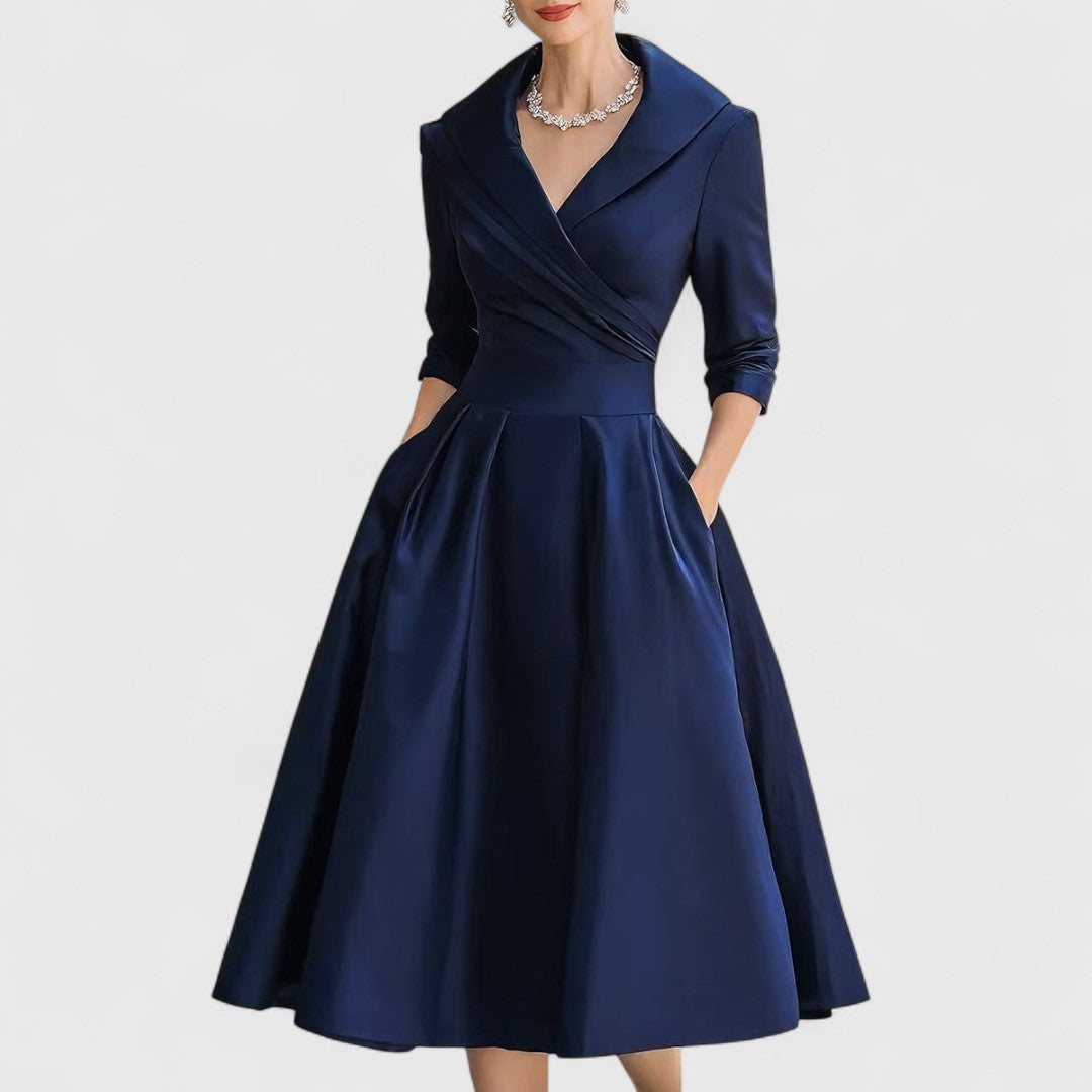 CHARLOTTE – VESTIDO MIDI A-LINE CON ESCOTE EN V ELEGANTE