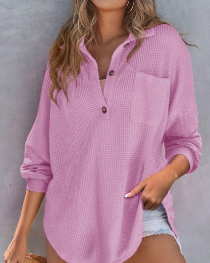 TAHLIA - Camiseta de V en tejido waffle