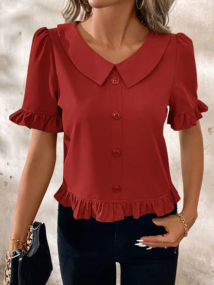 Foteini - Blusa Elegante de Manga Corta