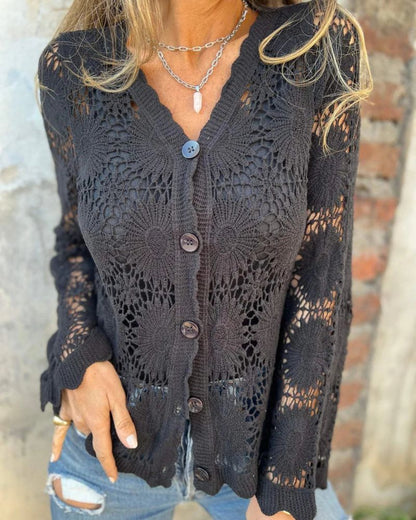 NALIE - Cárdigan de Encaje de Crochet