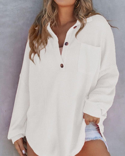 TAHLIA - Camiseta de V en tejido waffle