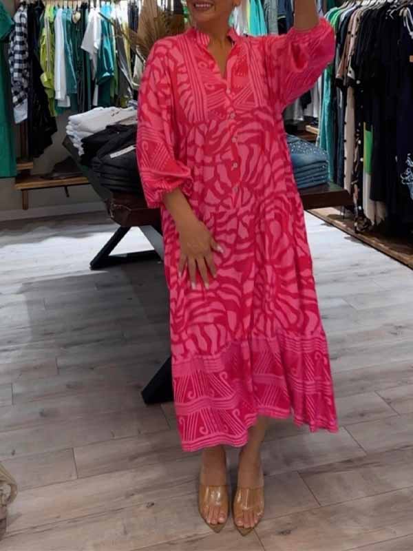 Elka™ - Vestido Suelto Impreso con Escote en V para Mujeres