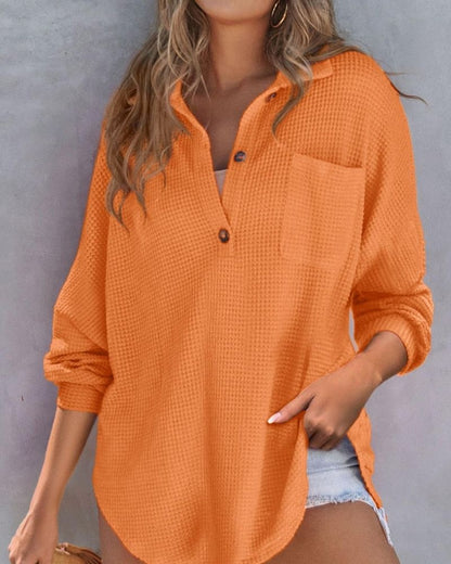 TAHLIA - Camiseta de V en tejido waffle